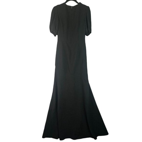 ML Monique Lhuillier Womens Black Ruffle Pintuck Evening Dress Gown NWT Size 4 - Picture 4 of 13